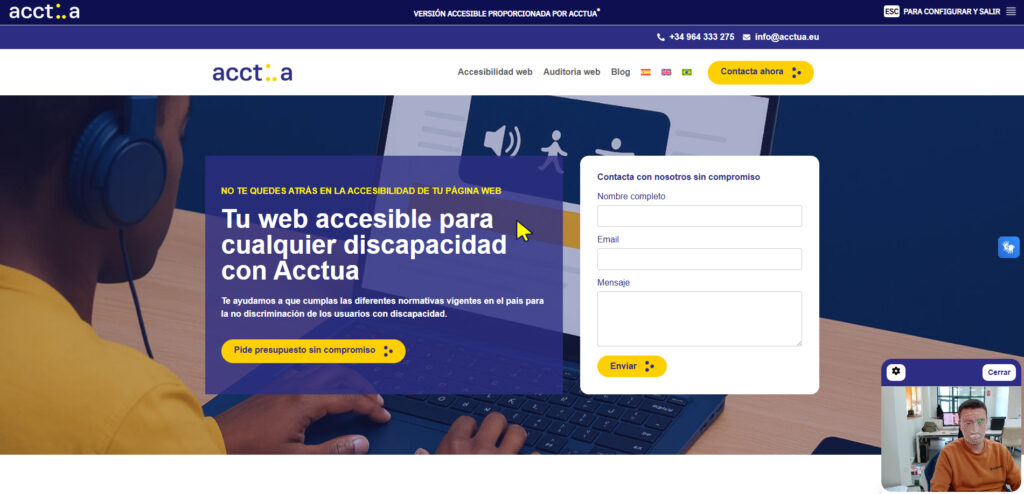 Muestra navegación rostro